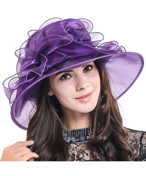 HISSHE Women's Kentucky Derby Dress Tea Party Church Wedding Hat S609-A - Purple - CH17XHM0IQ6