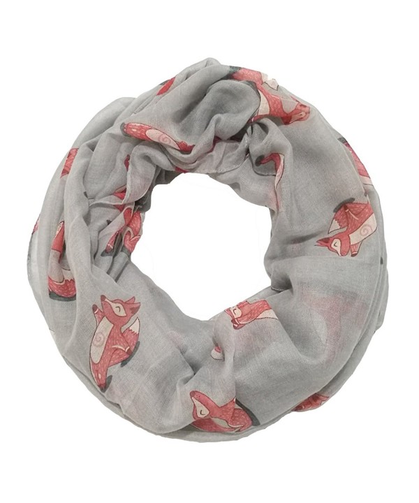 Trelemek Women's Cute Soft Lightweight Fox Printed Infinity Scarf - Grey New - C81882RTYG2