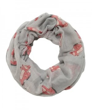 Trelemek Women's Cute Soft Lightweight Fox Printed Infinity Scarf - Grey New - C81882RTYG2