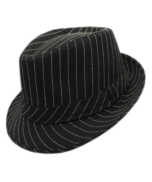 LAFSQ Unisex Classic Manhattan Vintage Fedora Hat - 105-black/Stripe - C41822HKI99