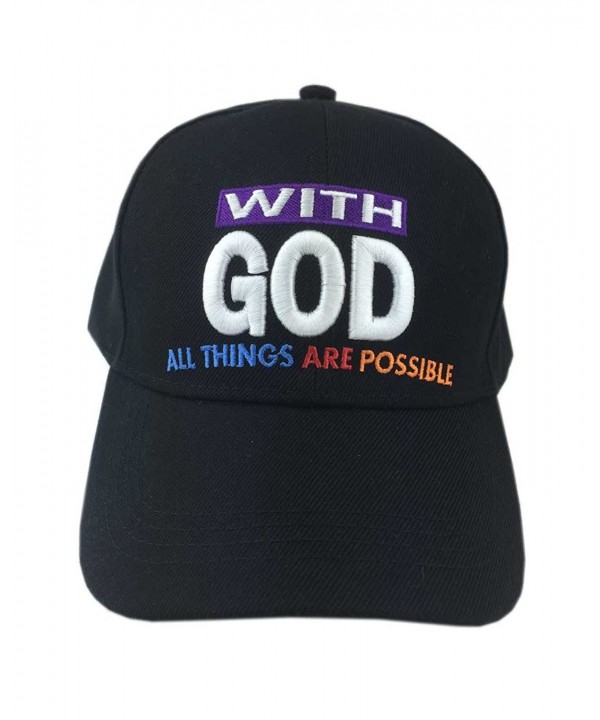 Aesthetinc Christian "With God All Things Are Possible" Cap Hat - Black - C112JBZFU4H