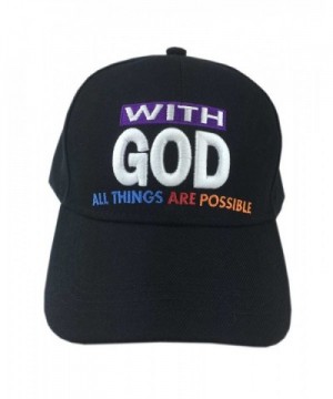 Aesthetinc Christian "With God All Things Are Possible" Cap Hat - Black - C112JBZFU4H