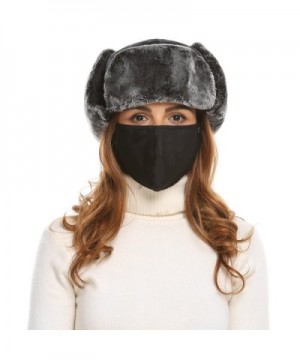 Zeagoo Trooper Trapper Russian Hats Aviator Winter Cap with Windproof Mask - Black - C2186I05G9D