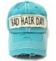 CAPS 'N VINTAGE Turquoise Bad Hair Day Embroidery Patch Distressed Cap w/Bad Hair Day Back - CT17YKI00RQ