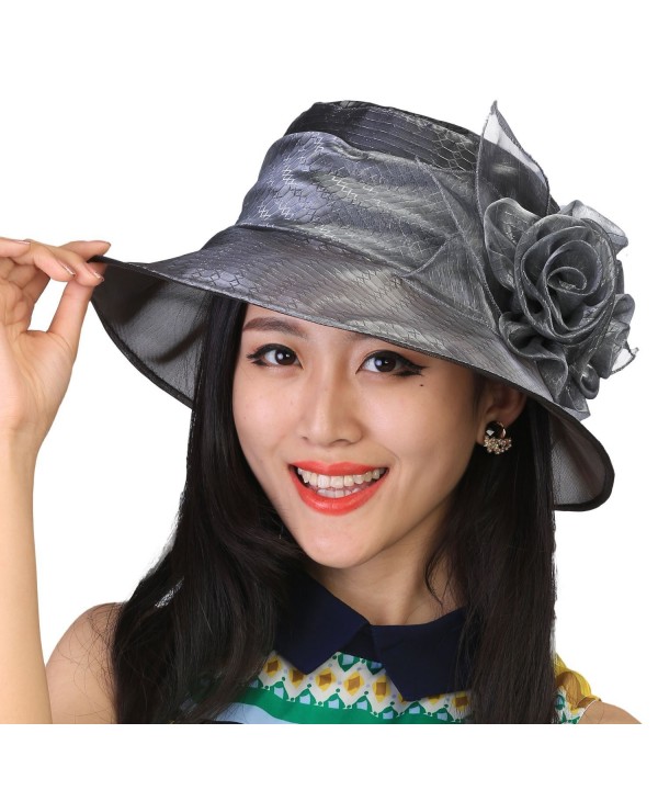 Mandy's Women's Summer Large Brimmed Hat Sandbeach Sunscreen Hat Cap - Grey - CA120X36KSB