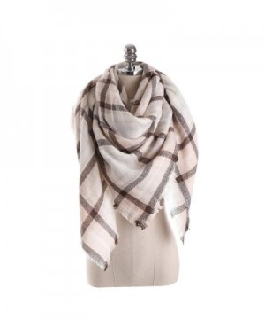 xsby Women's Fall Winter Scarf Classic Tassel Plaid Soft Blanket Shawl Scarves - Beige - CK187IOTKNY