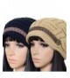 Women Slouchy Cabled Knit Winter Beanie Crochet Hat Newsboy Skull Cap - Black+khaki - CN12N609TIC