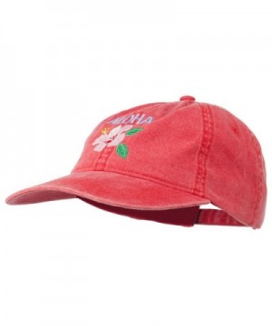 Hawaii Flower Aloha Embroidered Washed Cap - Red - CH11RNPIF6D