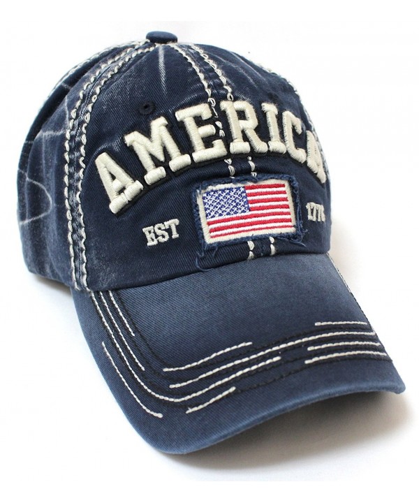 CAPS 'N VINTAGE Navy Adjustable Vintage Cap w/America & U.S. Flag Patch Embroidery - CY17YIRL4C4
