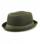 THE HAT DEPOT Unisex Light Weight Classic Soft Cool Mesh Porkpie Hat - Olive - C3182H4RK00