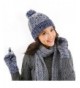 DTBG Knitted Beanie Gloves & Scarf Winter Set Warm Thick Fashion Hat Mittens 3 in 1 Cold Weather For Women - Blue - C71889K9SKR