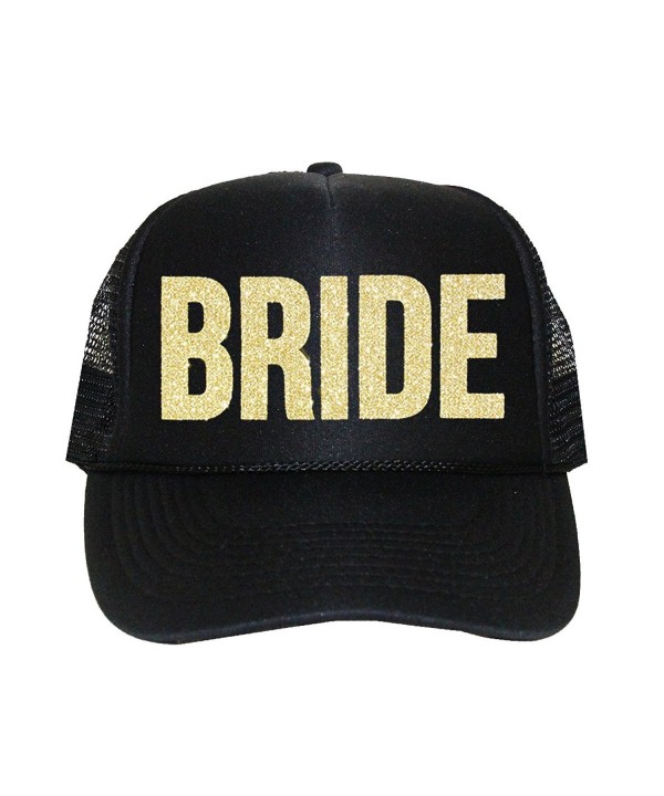 Bride Trucker Hat by Classy Bride (Black and Gold Glitter) - CC17AYRWD5X