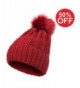 GLOUE Women's Winter Beanie Warm Fleece Lining Slouchy Cable Knit Skull Hat Ski Cap - Red - CC186AXLM5X