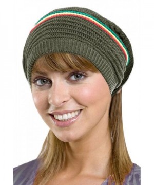 Men / Women's Retro Oversized Slouchy Winter Knit Beanie Hat - Color Stripes_olive - CC186WQ5SR6