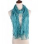 BYOS Womens Fashion Floral Pattern Lace Scarf Shawl With Tassel - Turquoise - C417YKCM2QY