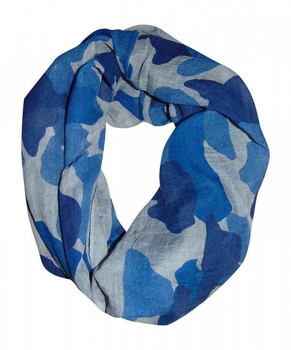 Camouflage Infinity Scarf - Grey/Blue - C411U34CQYD