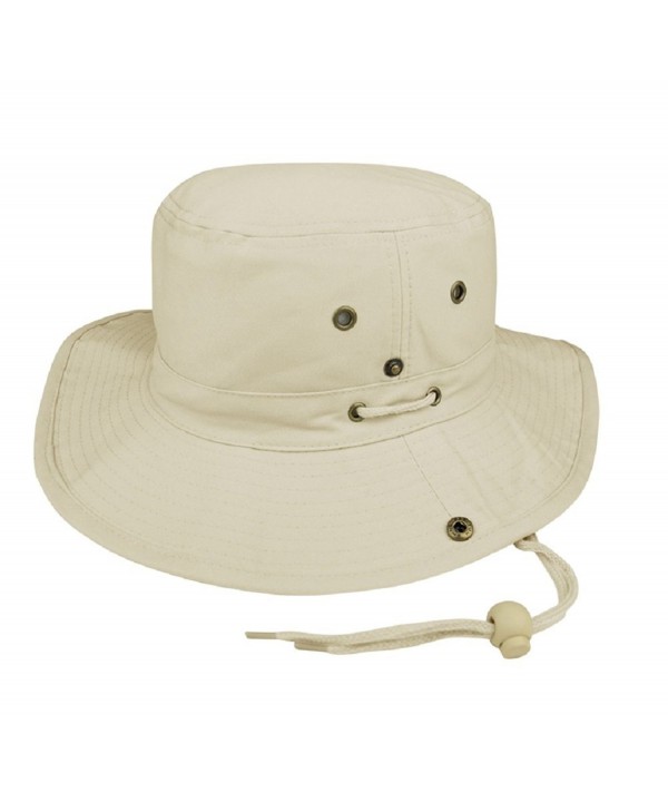 MG Men's Brushed Cotton Twill Aussie Side Snap Chin Cord Hat - Natural - CK11QK8O1RB