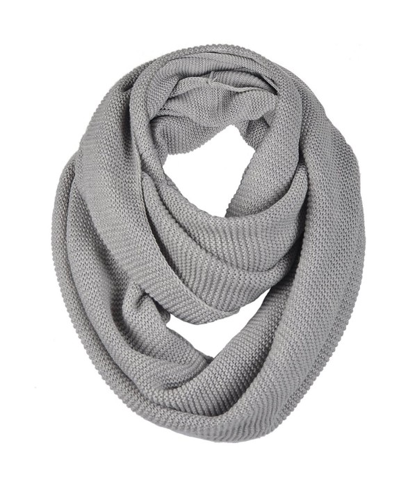 Unisex Soft Knit Winter Infinity Scarf (Multicolor Choose) - Light Grey - C212O5NQHM0