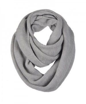 Unisex Soft Knit Winter Infinity Scarf (Multicolor Choose) - Light Grey - C212O5NQHM0