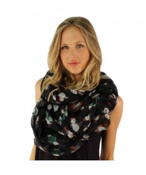 Light Soft Cute Fun Penguin Print Long Loop Wide Infinity Holiday Scarf - Black - CZ1266CHGMR