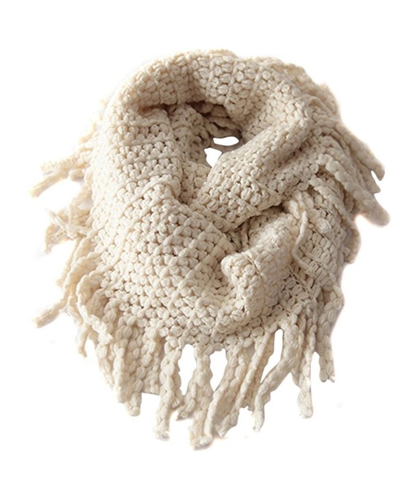 Wowlife Unisex Baby Kids Warmer Thick Knit Wool Soft Infinity Scarf Shawl - Beige - CT11QV1YOND