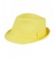 Women's Colorful Cotton Blend Trilby Fedora Hat - Yellow - CB12F5LT19V