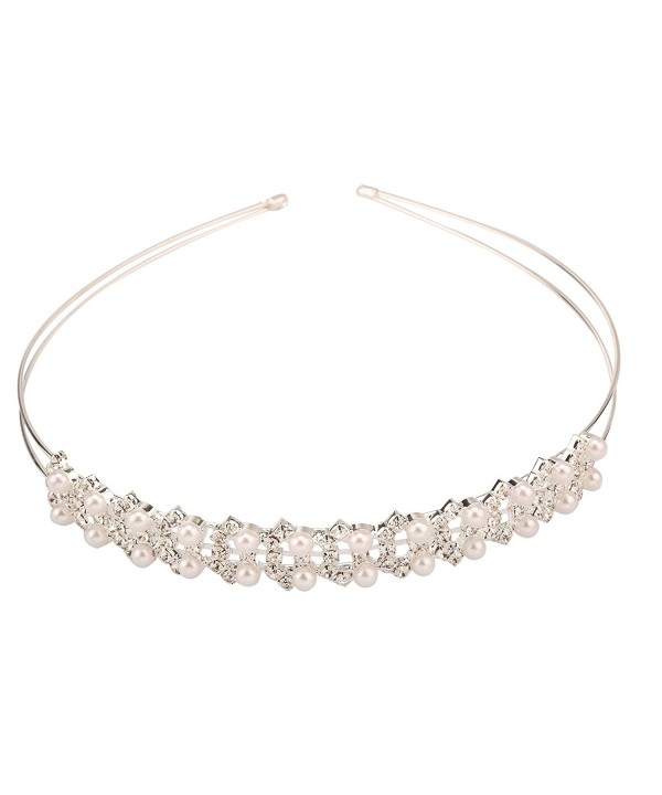 Delicate Wedding Princess Pearl Crystal Rhinestone Tiara Crowns Headband - CT11O0YFUTF