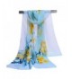 GERINLY Elegant Women Scarves Pretty Flowers Print Sheer Scarf - Lightcyan - C817XQ5M4XO