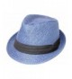 The Hatter Company Straw Fedora Hat- Blue - C31190HR22P