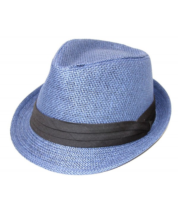 The Hatter Company Straw Fedora Hat- Blue - C31190HR22P