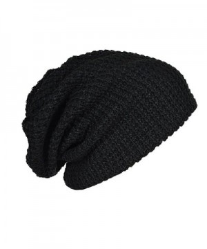 Maying Mens Slouchy Long Beanie Knit Cap For Summer Winter Oversize - Black - CN12MYPJF08