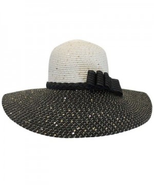 Luxury Divas Two-Tone Shimmery Sun Hat - Black & White - CU11K56BUIH