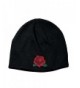 Corona Collection Knit Black Cotton Beanie With Red Rose - CN187QUQHO2