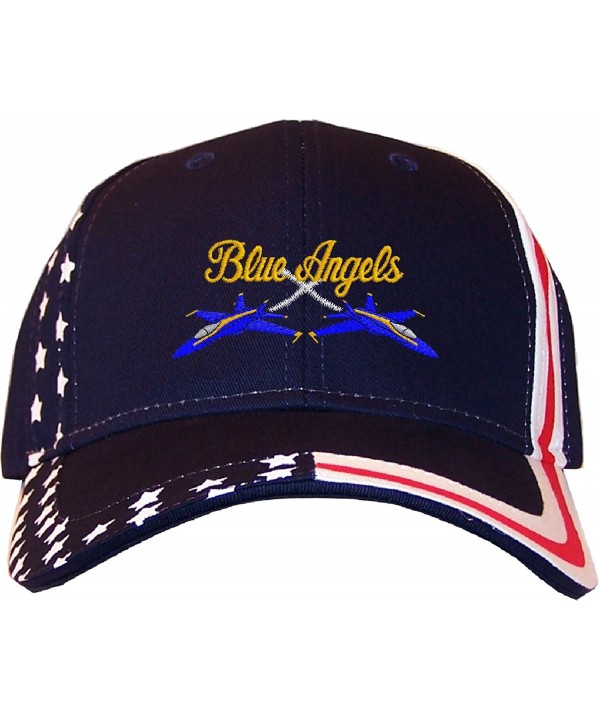 Spiffy Custom Gifts Blue Angels Embroidered Stars & Stripes Baseball Cap Navy - CE12EDNLWHL