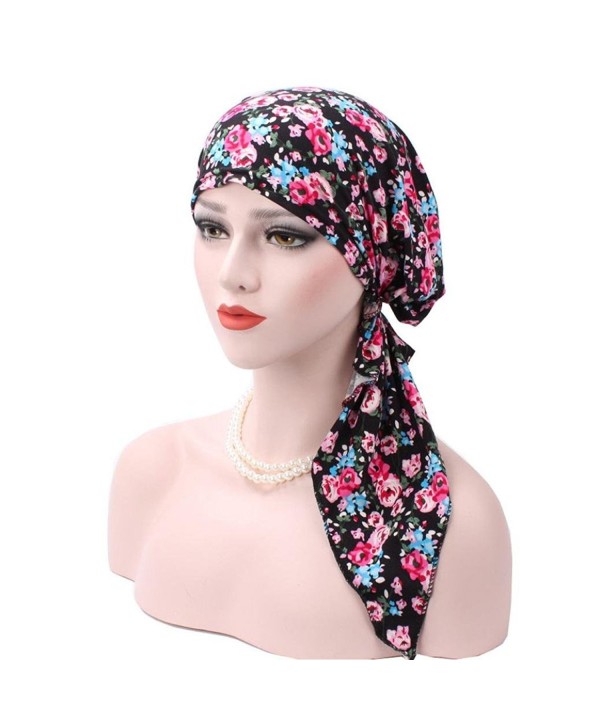 Binmer(TM) Women Muslim Stretch Turban Hat Velvet Hair Loss Head Scarf Wrap - Blue - CY186SZHEIT