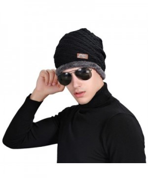 Rinhoo Mens Winter Warm Knitting Hats Slouchy Beanie Hat Skull Cap - Black - C518887UHZ7