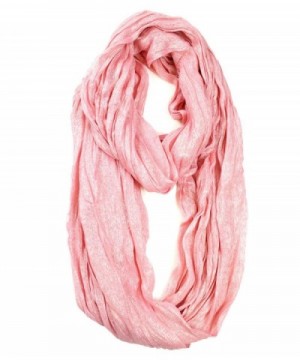 Modadorn Spring Fall New Summer Metallic Crinkle Infinity Scarf - Pink - CA11CD5JMHT