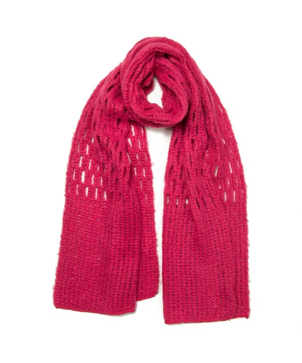 Free Spirit Crochet Knit Honeycomb Stitch Muffler Scarf - all Seasons - 6 Colors - Ultraviolet Pink - C212NZASCE0