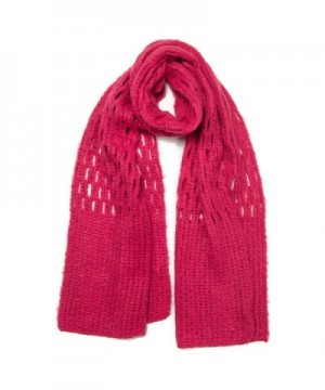 Free Spirit Crochet Knit Honeycomb Stitch Muffler Scarf - all Seasons - 6 Colors - Ultraviolet Pink - C212NZASCE0