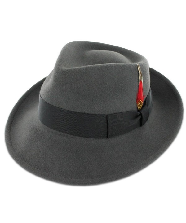 Belfry Gangster 100% Wool Stain-Resistant Crushable Dress Fedora in Black-Grey- Navy- Chocolate - Grey - CK1175RF84B