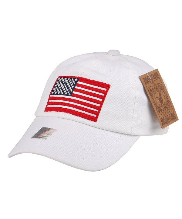 RufNTop Black Eagles American Flag Cap 100% Cotton Classic Dad Hat Plain Baseball Cap(One Size) - Wash White - C5185U4Z5A9