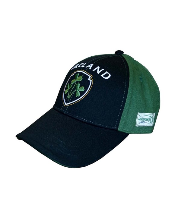 Traditional Craft Baseball Cap With Half Green- Half Black With Embossed Ireland and Shamrock Crest - C511ZF0TJH7