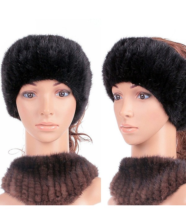 Women Winter Autumn Fur Headband Genuine Mink Women Winter - Black - CM11QPYVT0H