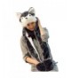 Julvie Animal Hat Gloves Scarf 3 In 1 Set Animal Hooded Scarf with Attached Mittens - Husky - CI12O1C9P99