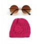 Winter Knit Flower Beanie Hat 333HB - Hot Pink - CS11F8XRNLF