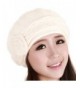 Women Winter Warm Soft Beanie Protective Ear Angora Knit Beret Hat Cap White - CH129B448PF