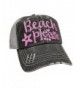 Loaded Lids Women's Beach Please Distressed Bling Baseball Cap - Grey/Pink - C21838WQXN0