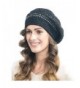 Women's Casual Rabbit Beret with Rhinestone Oversize - Black - CC126WGLCIL