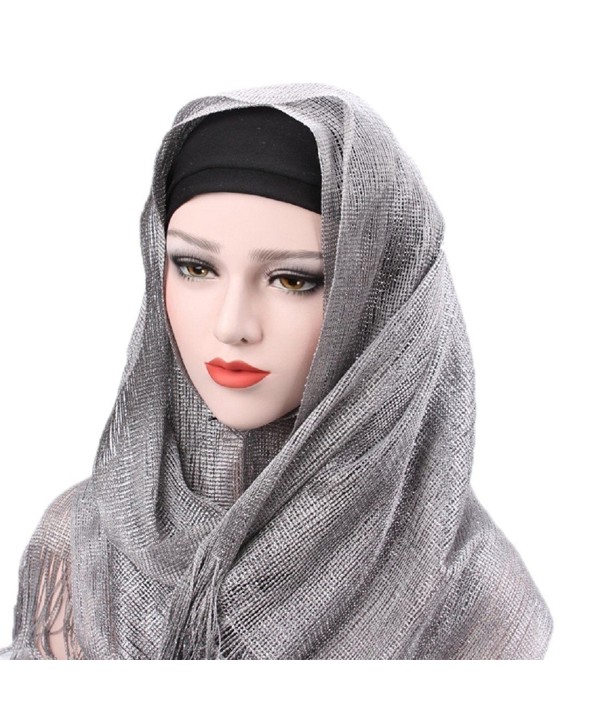 YABINA Womens Lightweight Poly Cotton Jersey Hijab Scarf - Grey - CD1850LSY0W