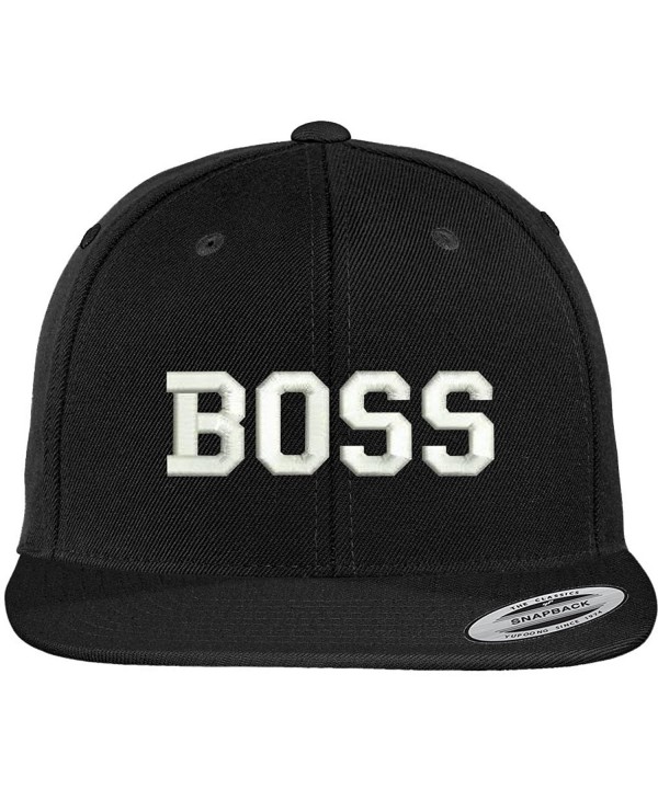 Trendy Apparel Shop Flexfit Boss College Font Embroidered Flat Bill Snapback Cap - Black - CY12IZK737L